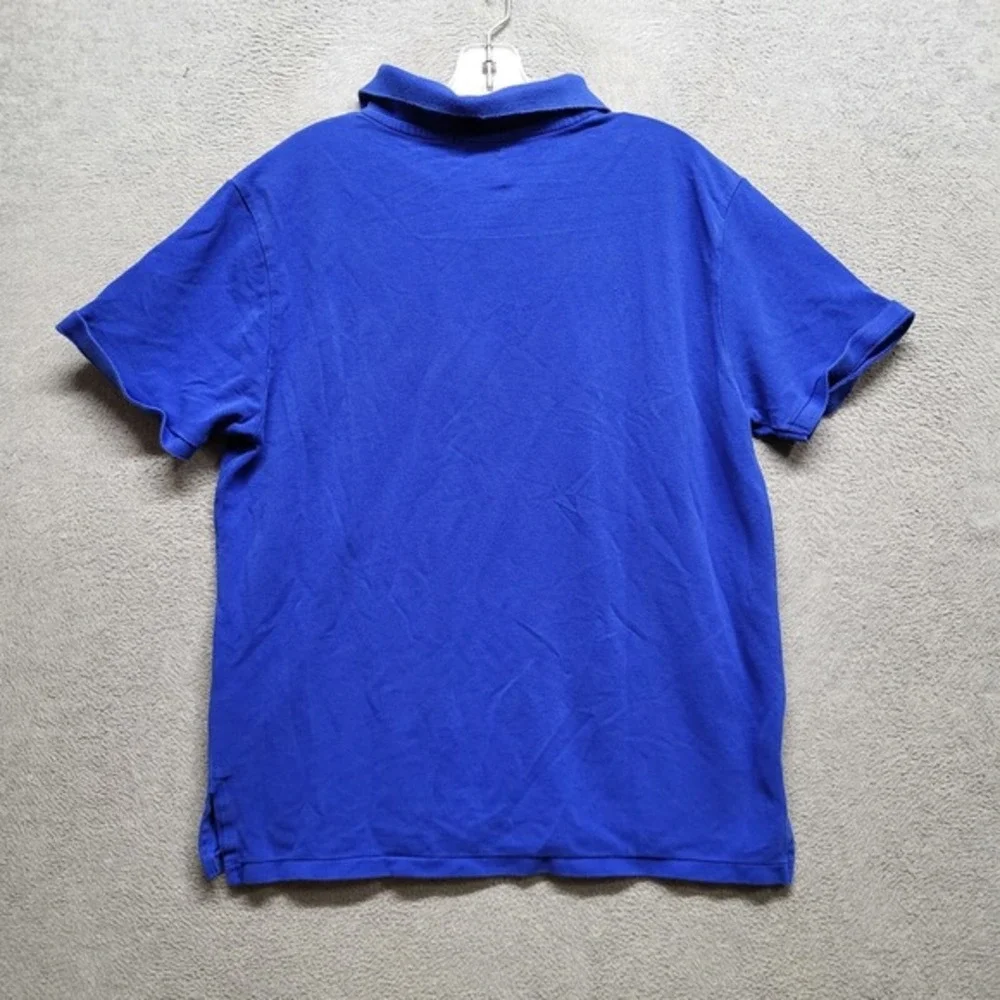 Polo Top Look Men Polo Shirt XL Blue Custom‎ Slim Fit Logo Short Sleeve Collar
